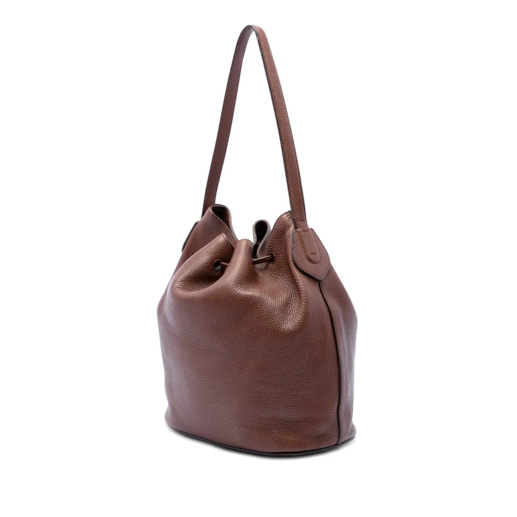 Gucci Calfskin Lady Tassel Bucket Bag Brown Leather Very good - Back View