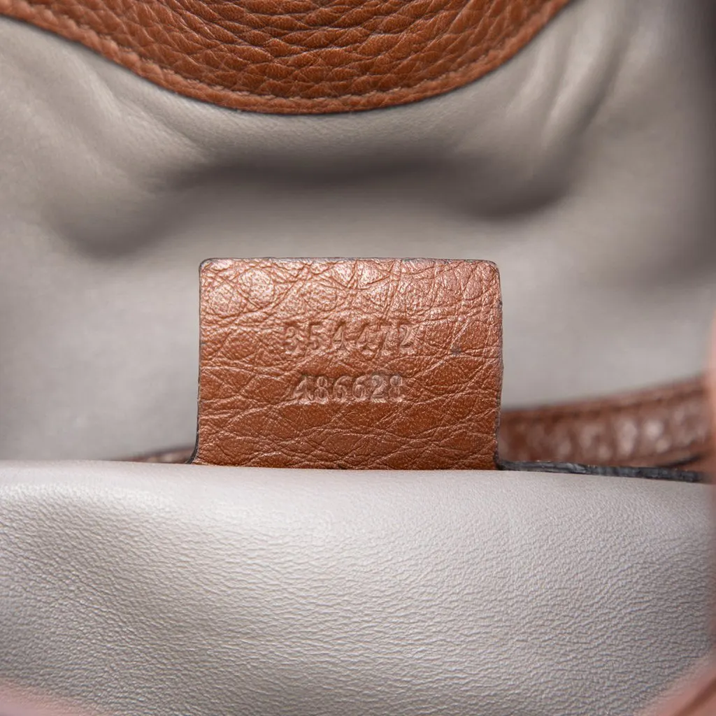 Gucci Calfskin Lady Tassel Bucket Bag Brown Leather Very good - Box View