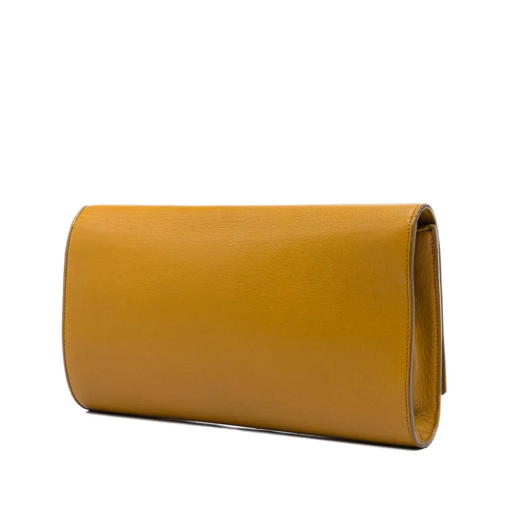 Saint Laurent Large Textured Calfskin Monogram Belle De Jour Clutch Yellow Leather Very good - Back View