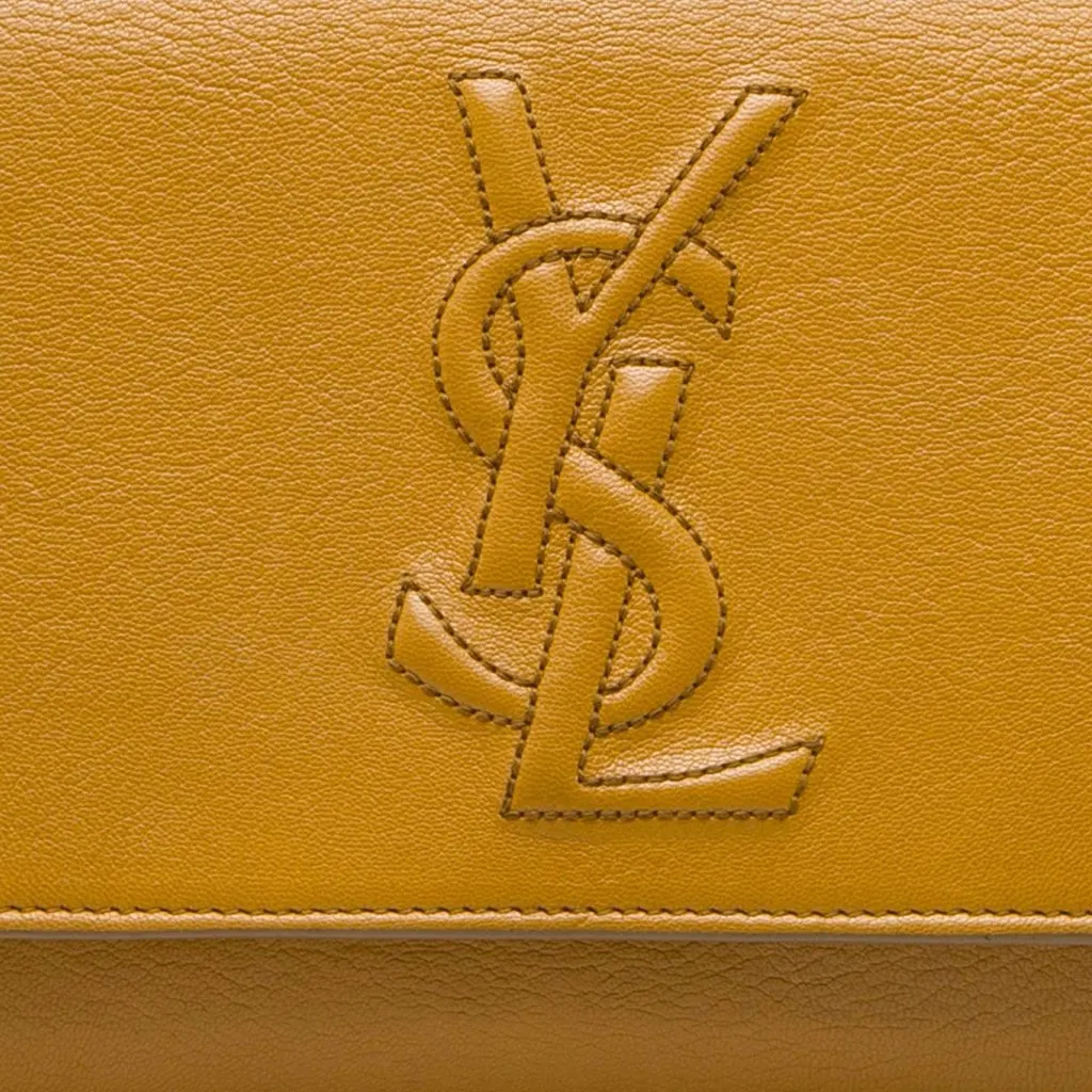 Saint Laurent Large Textured Calfskin Monogram Belle De Jour Clutch Yellow Leather Very good - Box View