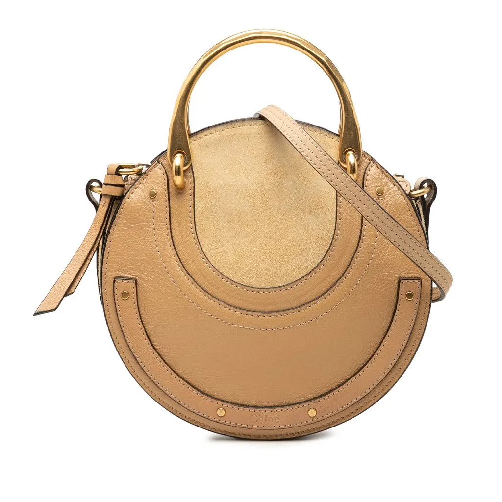 Chloe♥️ Chloé Small Calfskin and Suede Pixie Satchel Beige Mini Leat