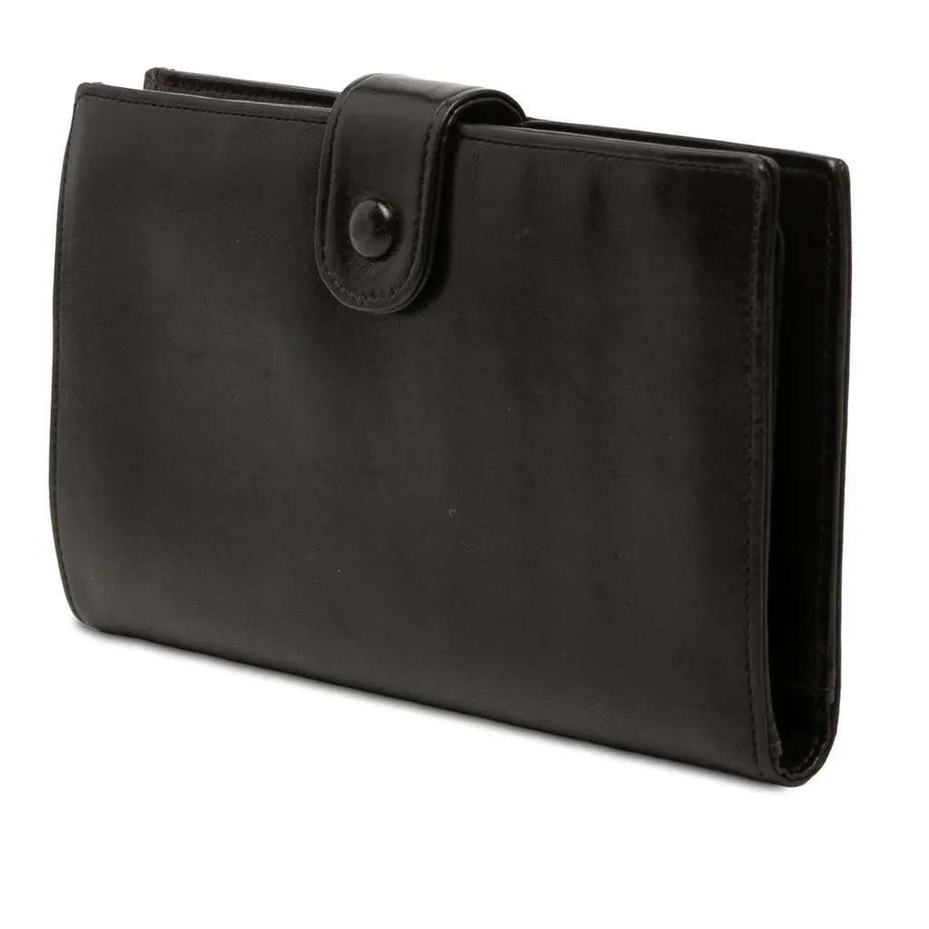 Chanel CC Lambskin Bifold Long Wallet Black Leather Very good - Back View