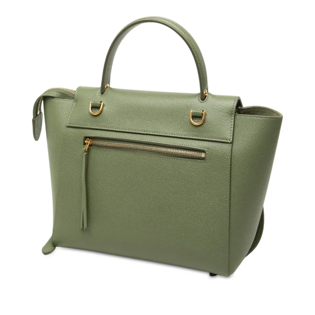 Celine Micro Grained Calfskin Belt Bag Green Leather Very good - Back View