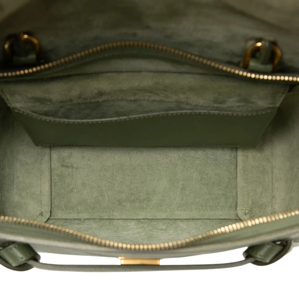 Celine Micro Grained Calfskin Belt Bag Green Leather Very good - Model View