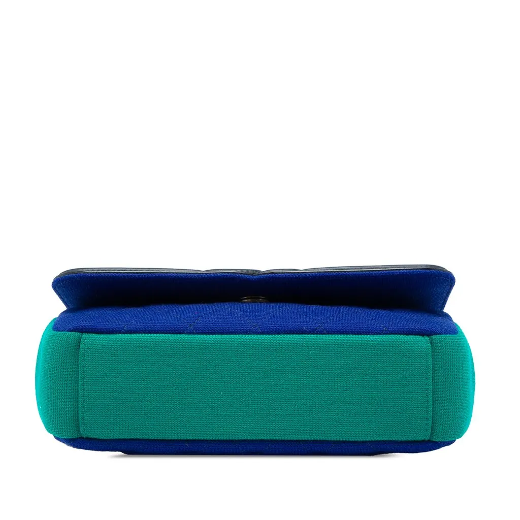 Chanel Small Tricolor Jersey CC Filigree Flap Blue Very good - Inside View