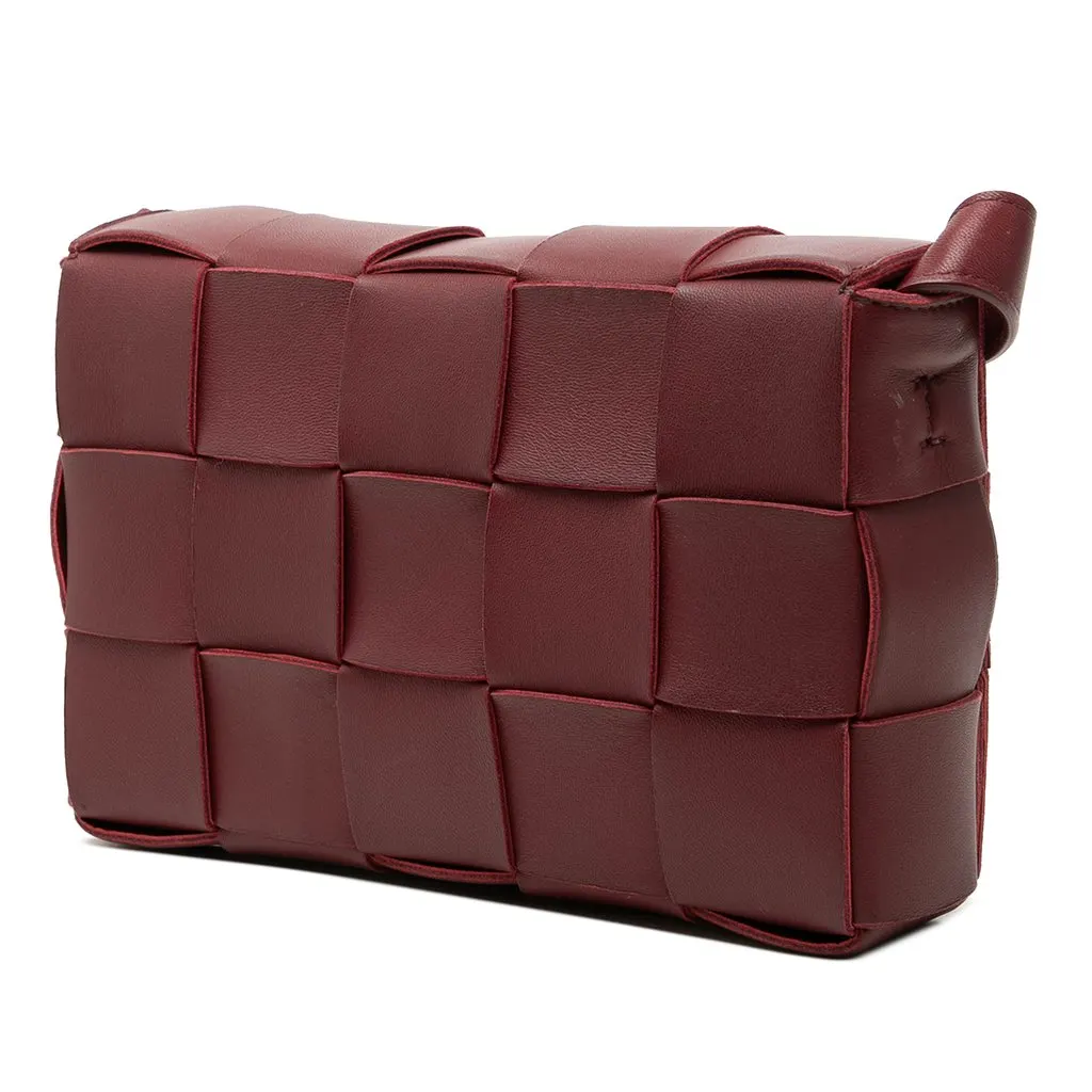 Bottega Veneta Nappa Intrecciato Cassette Crossbody Red Leather Very good - Back View