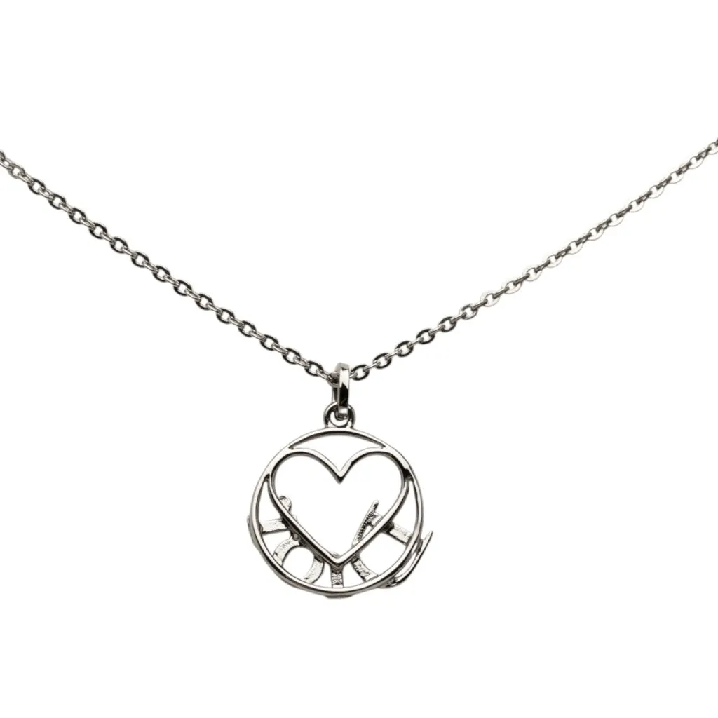Dior Brass Heart Logo Pendant Necklace Silver Metal Very good - Back View