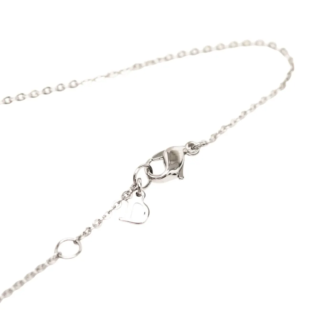 Dior Brass Heart Logo Pendant Necklace Silver Metal Very good - Inside View