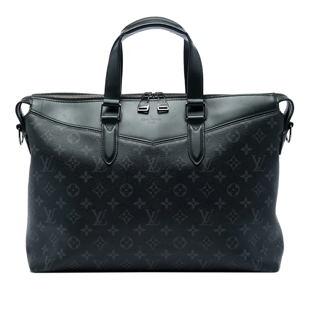 Louis Vuitton Monogram Eclipse Explorer Business Bag Black Canvas Good - Front View