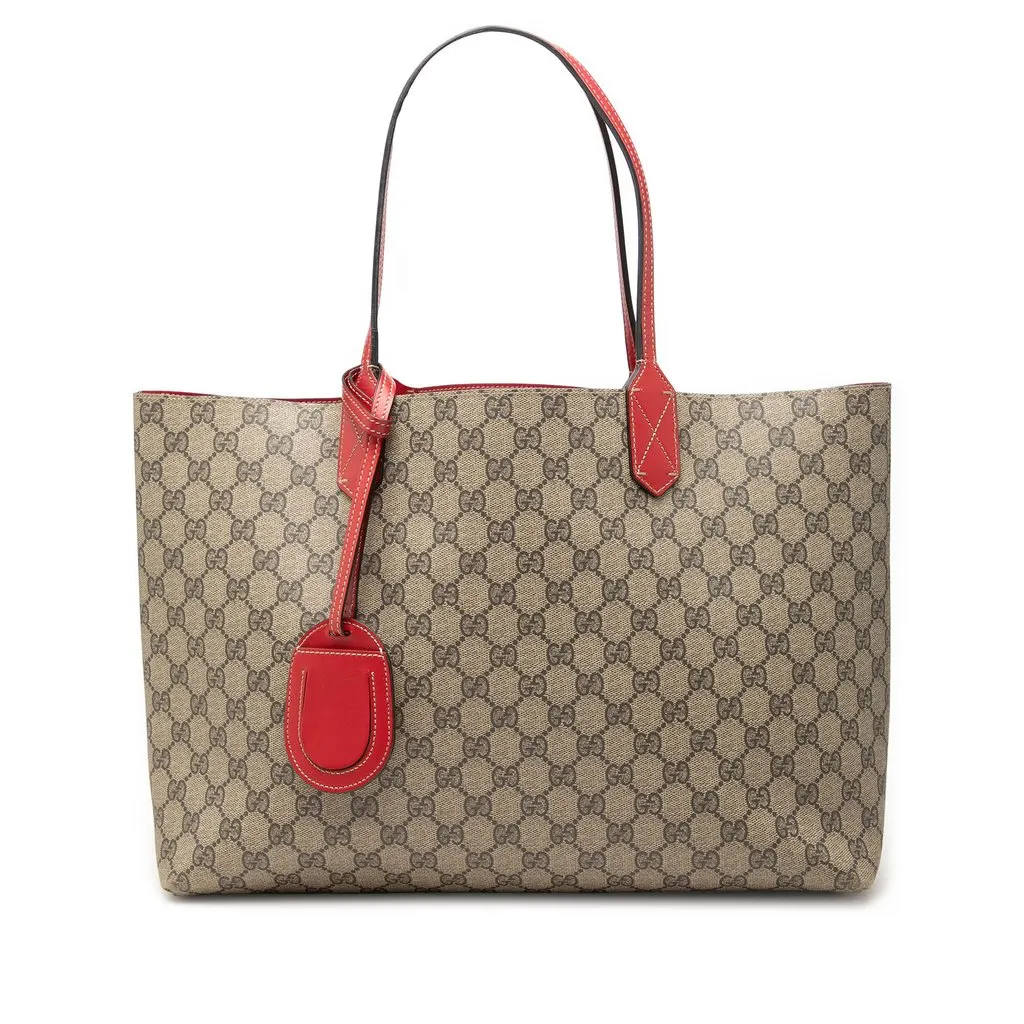 Gucci GG Supreme Reversible Tote Beige Canvas Good - Front View