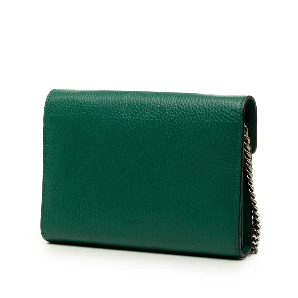 Gucci Calfskin Dionysus Wallet on Chain Green Leather Very good - Back View