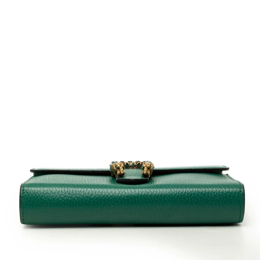 Gucci Calfskin Dionysus Wallet on Chain Green Leather Very good - Inside View