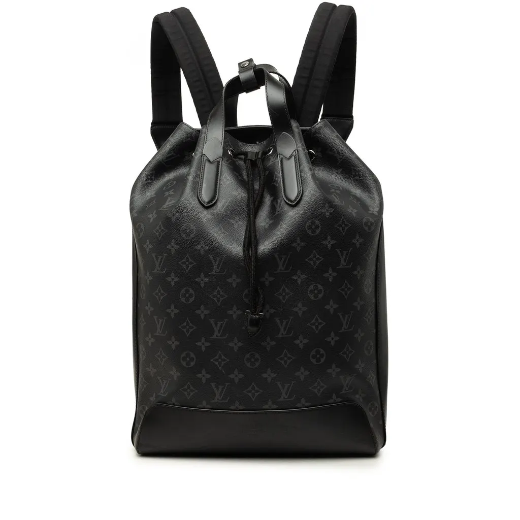 Louis Vuitton Monogram Eclipse Explorer Backpack Black Canvas Good - Front View