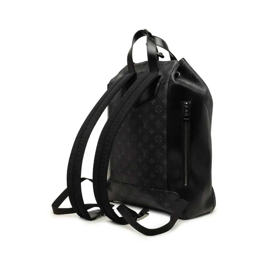 Louis Vuitton Monogram Eclipse Explorer Backpack Black Canvas Good - Back View