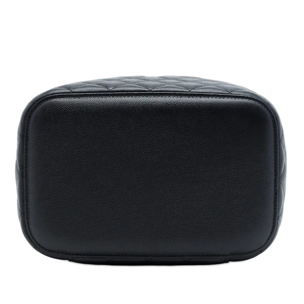 Chanel Medium CC Quilted  Caviar Vanity Case Black Leather Very good - Inside View