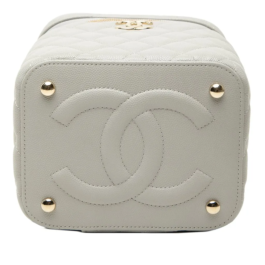 Chanel Small CC Caviar Top Handle Vanity Case with Chain MultiColor Leather Very good - Inside View