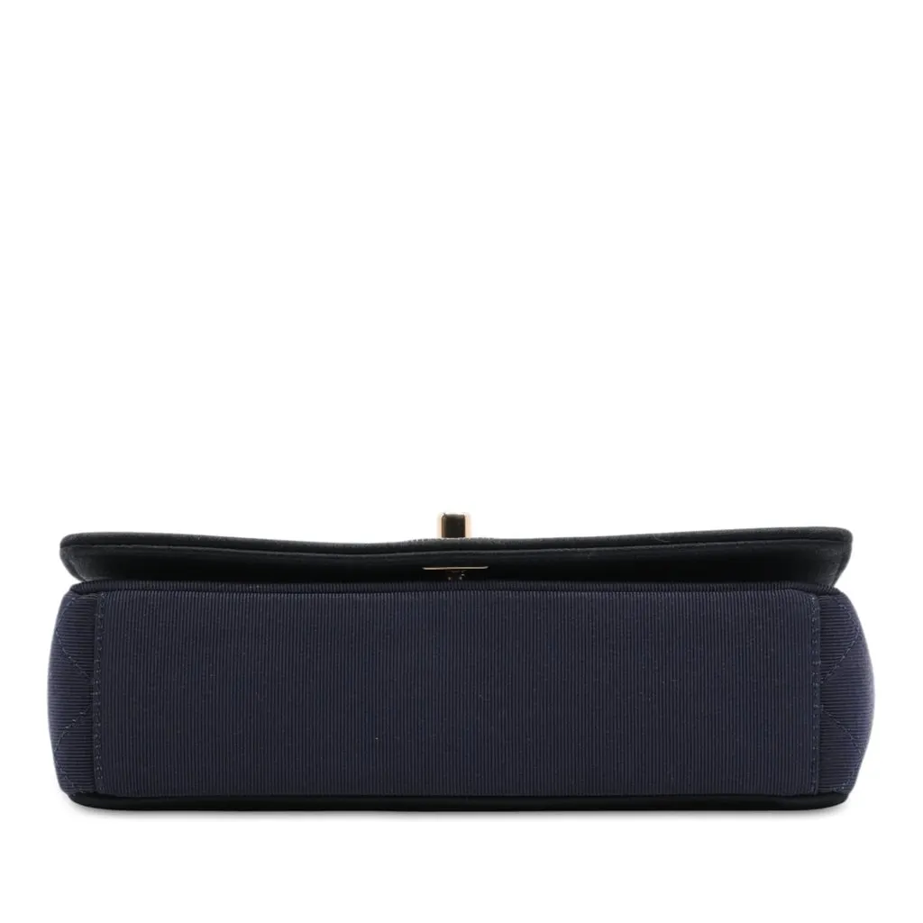 Chanel Small Bicolor Quilted Grosgrain Satin Small Mademoiselle Double Flap Blue Very good - Inside View