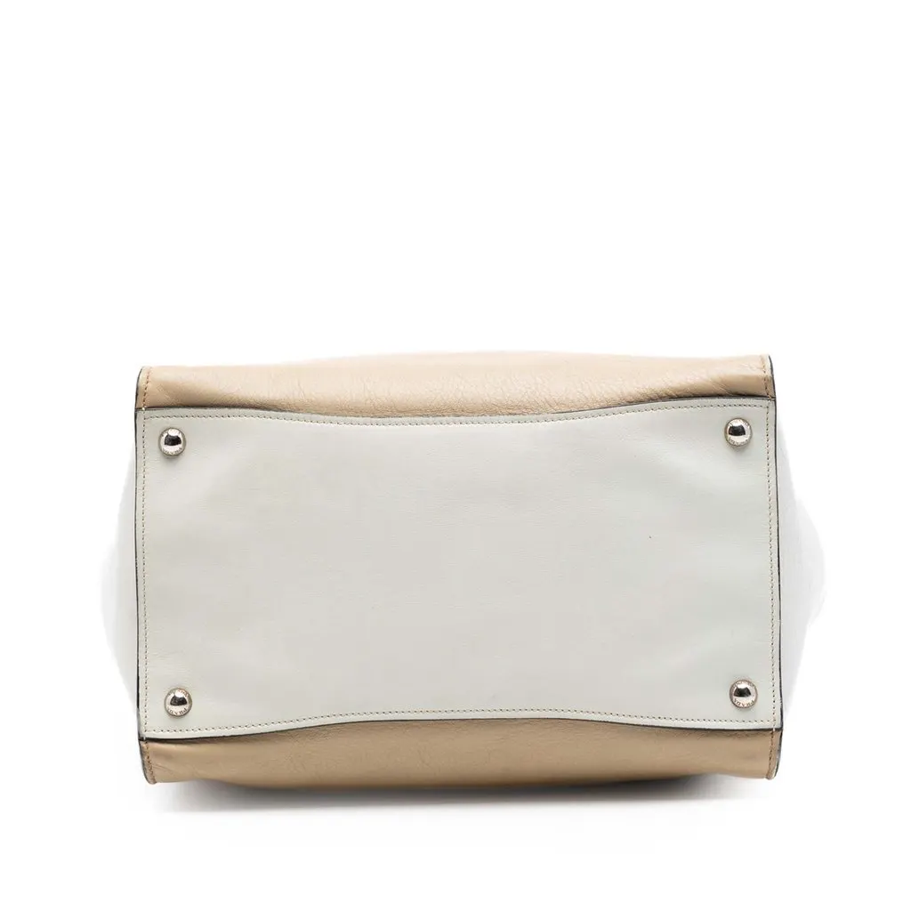 Prada Bicolor Glace Calf Twin Pocket Double Handle Satchel Beige Leather Very good - Inside View