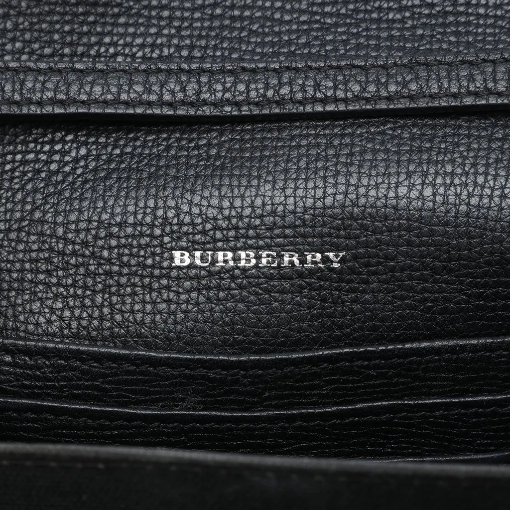 Burberry Small Leather and House Check Canvas Derby Macken Crossbody Beige Very good - Box View