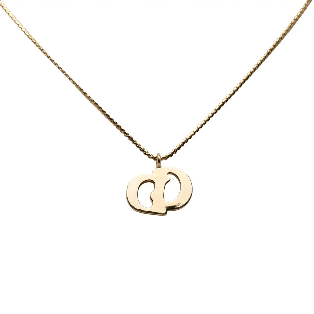 Dior Gold Plated CD Logo Pendant Necklace Gold Metal Very good - Inside View