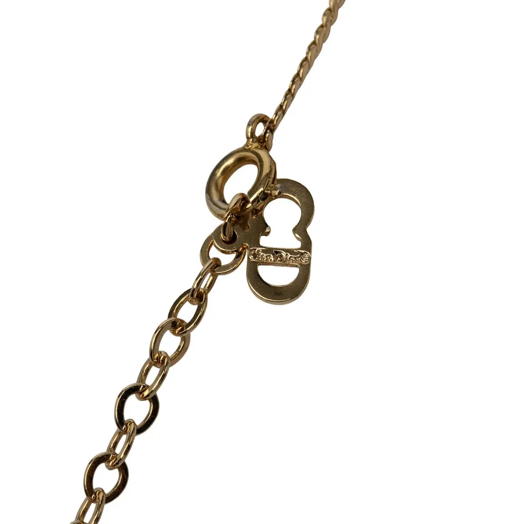 Dior Gold Plated CD Logo Pendant Necklace Gold Metal Very good - Model View