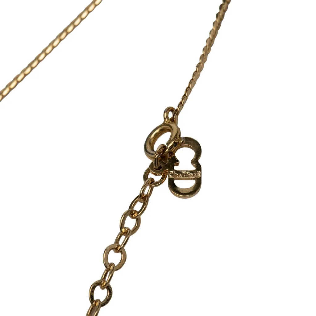 Dior Gold Plated CD Logo Pendant Necklace Gold Metal Very good - Box View