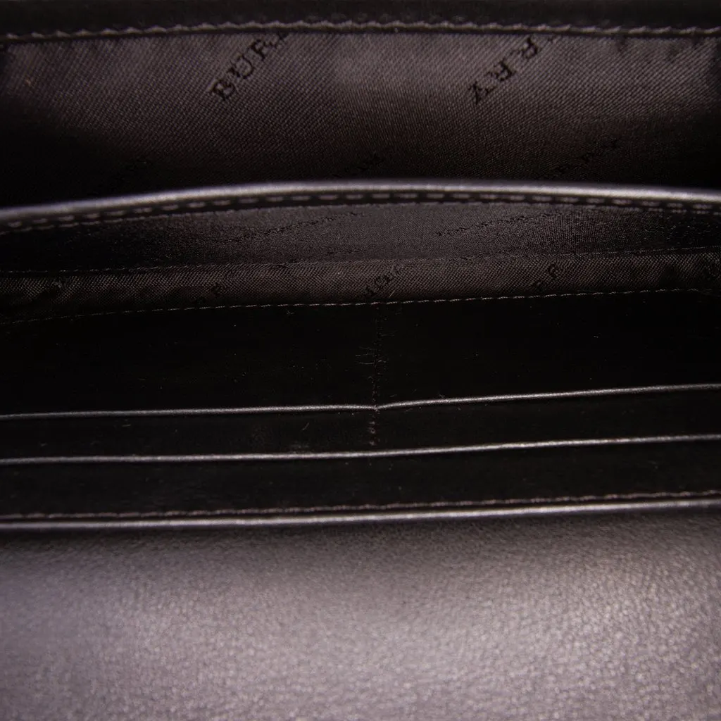 Burberry Leather and Haymarket Check Nylon Porter Continental Wallet Black Leather Good - Model View