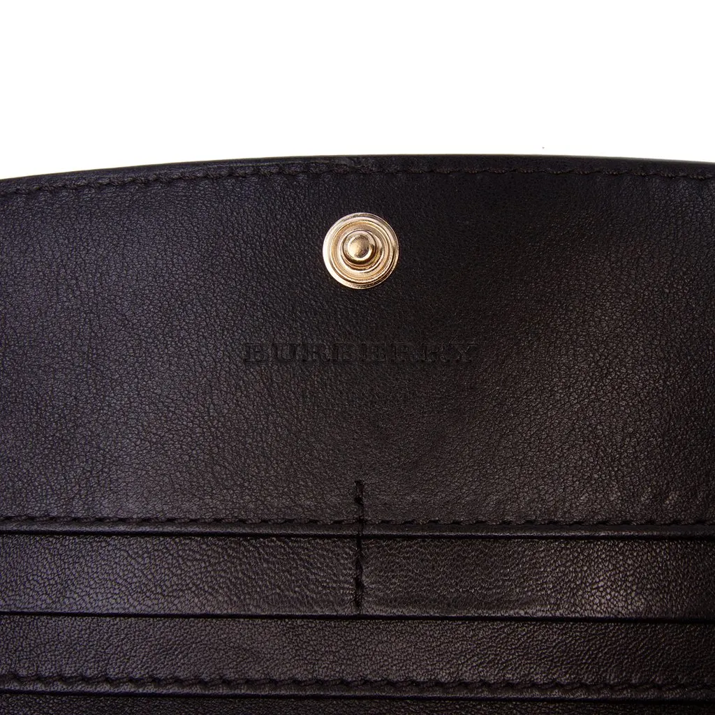 Burberry Leather and Haymarket Check Nylon Porter Continental Wallet Black Leather Good - Box View