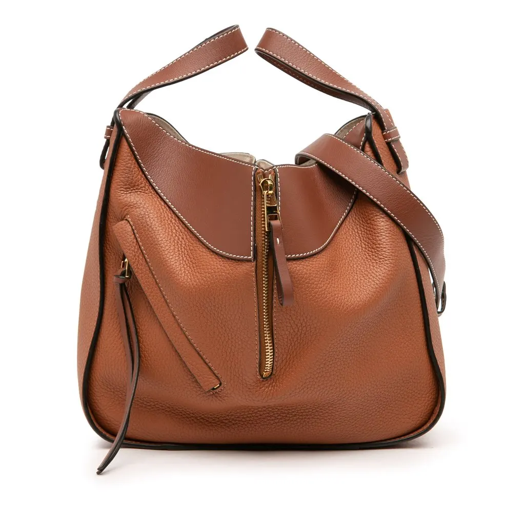 Loewe Small Bicolor Leather Hammock Satchel Brown Leather Good - Front View