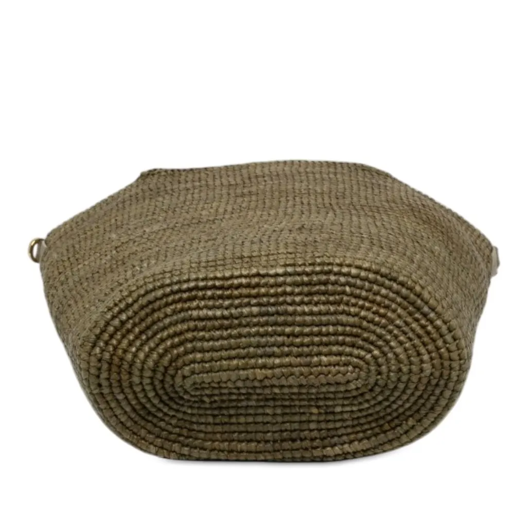 Loewe Mini Raffia Slit Satchel Green Rattan Never worn - Inside View