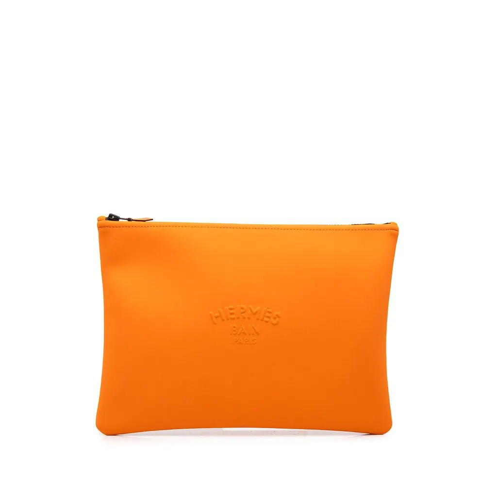 Hermès Large Neoprene Neobain Case Orange Polyester Very good - Front View