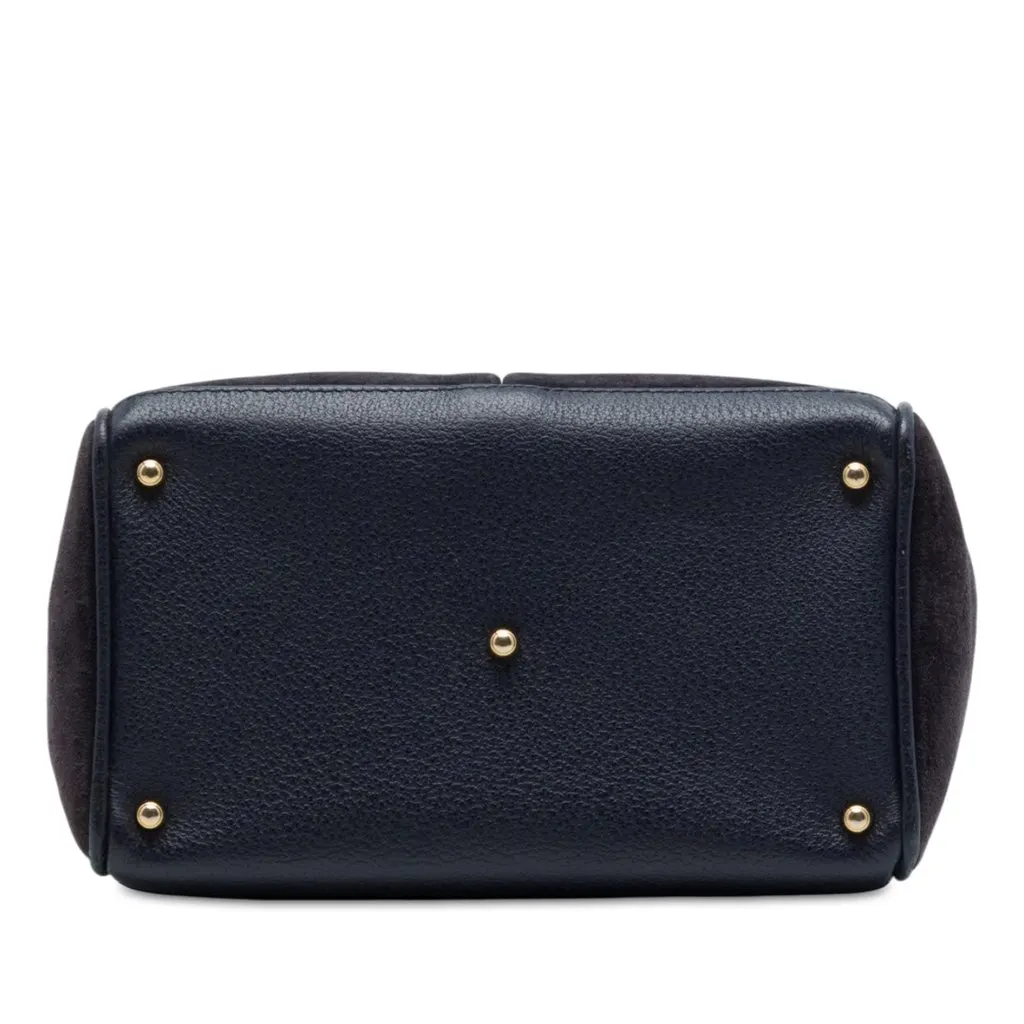 Gucci Suede Bamboo Satchel Blue Leather Very good - Inside View
