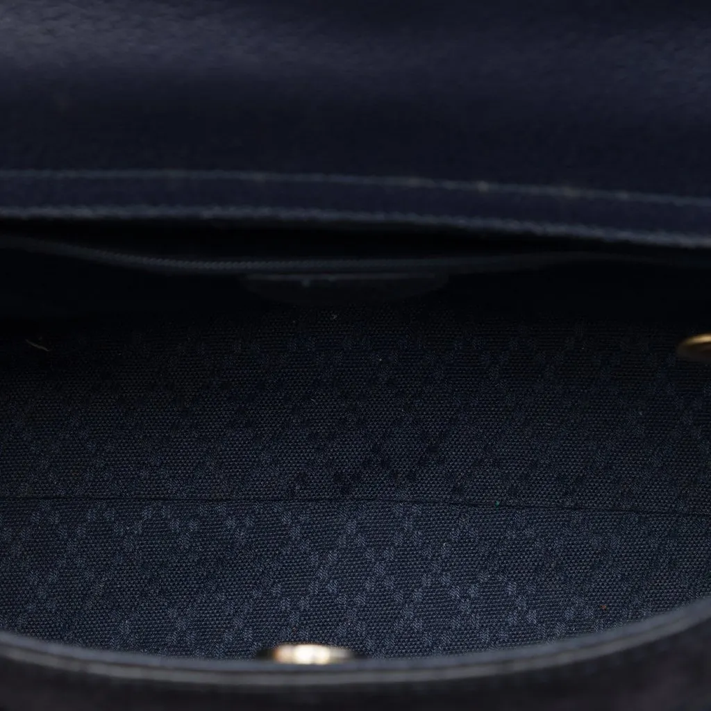 Gucci Suede Bamboo Satchel Blue Leather Very good - Model View