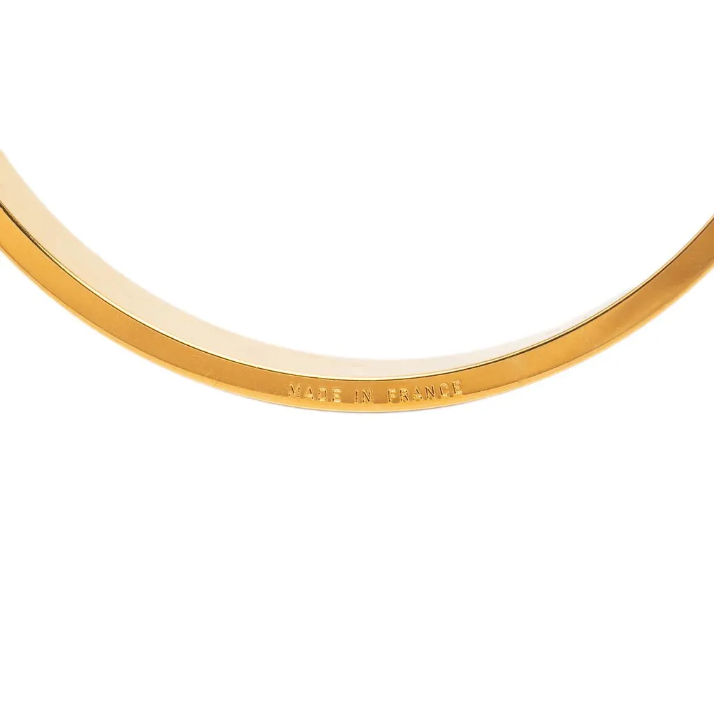 Hermès Gold Plated Leather Kelly Cadena Lock Bangle Bracelet Orange Leather Very good - Box View