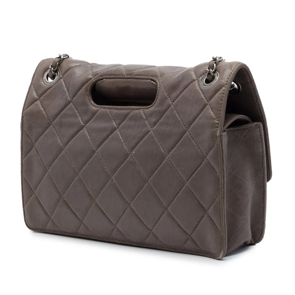 Chanel Paris Byzance Jumbo Washed Lambskin Take Away Flap Brown Leather Very good - Back View