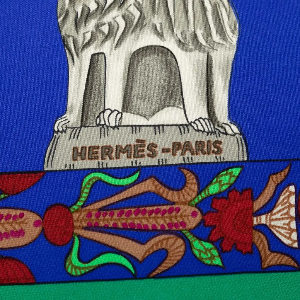 Hermès Torana Silk Scarf 90 Blue Very good - Back View