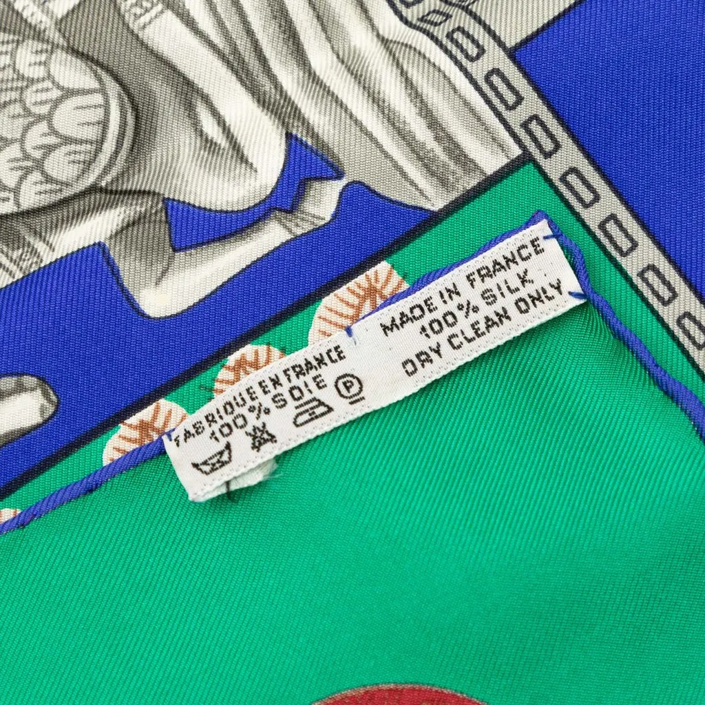 Hermès Torana Silk Scarf 90 Blue Very good - Inside View