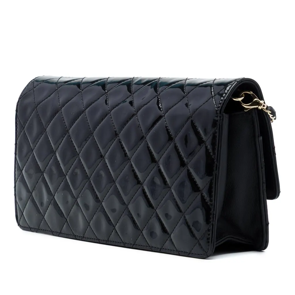 Chanel Quilted Patent Golden Class East West Wallet on Chain Black Leather Very good - Back View