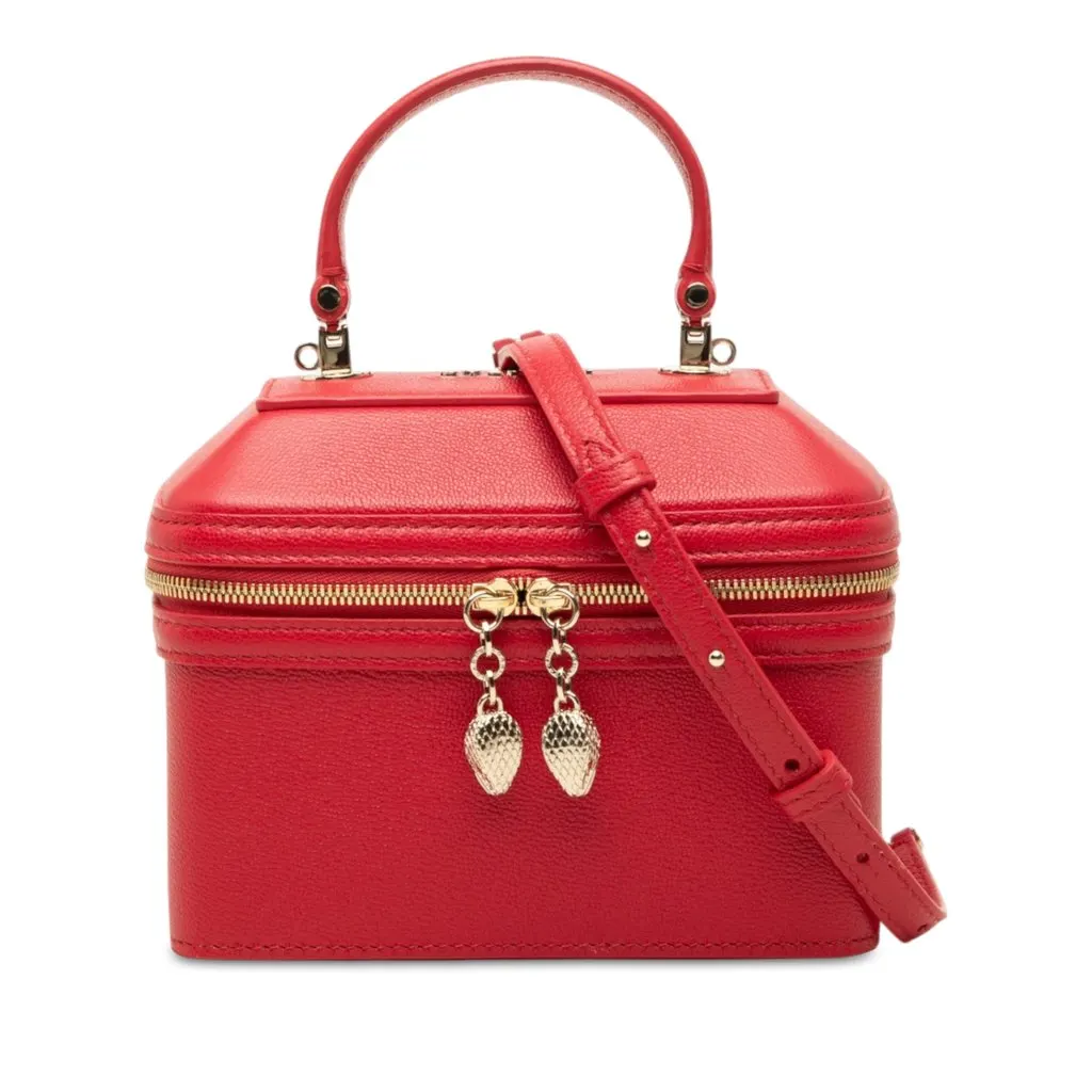 Bvlgari Leather Serpenti Forever Vanity Bag Red Leather Very good - Front View