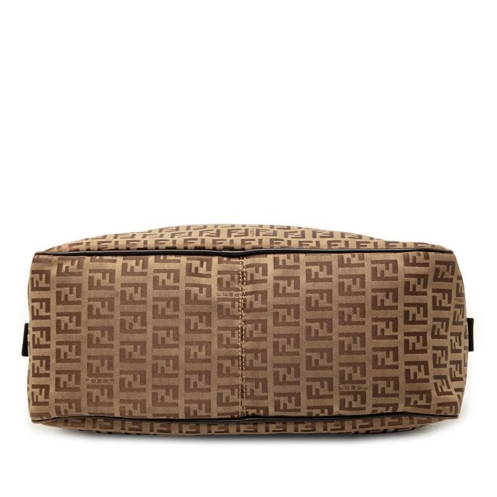 Fendi Zucchino Canvas Shoulder Bag Beige Good - Inside View