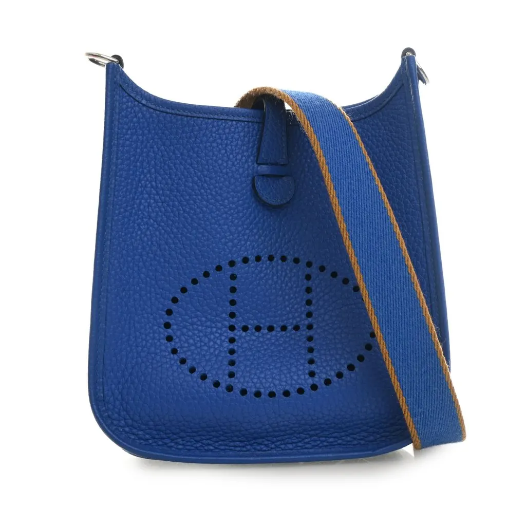 Hermès Clemence Evelyne I TPM 16 Blue Leather Very good - Front View