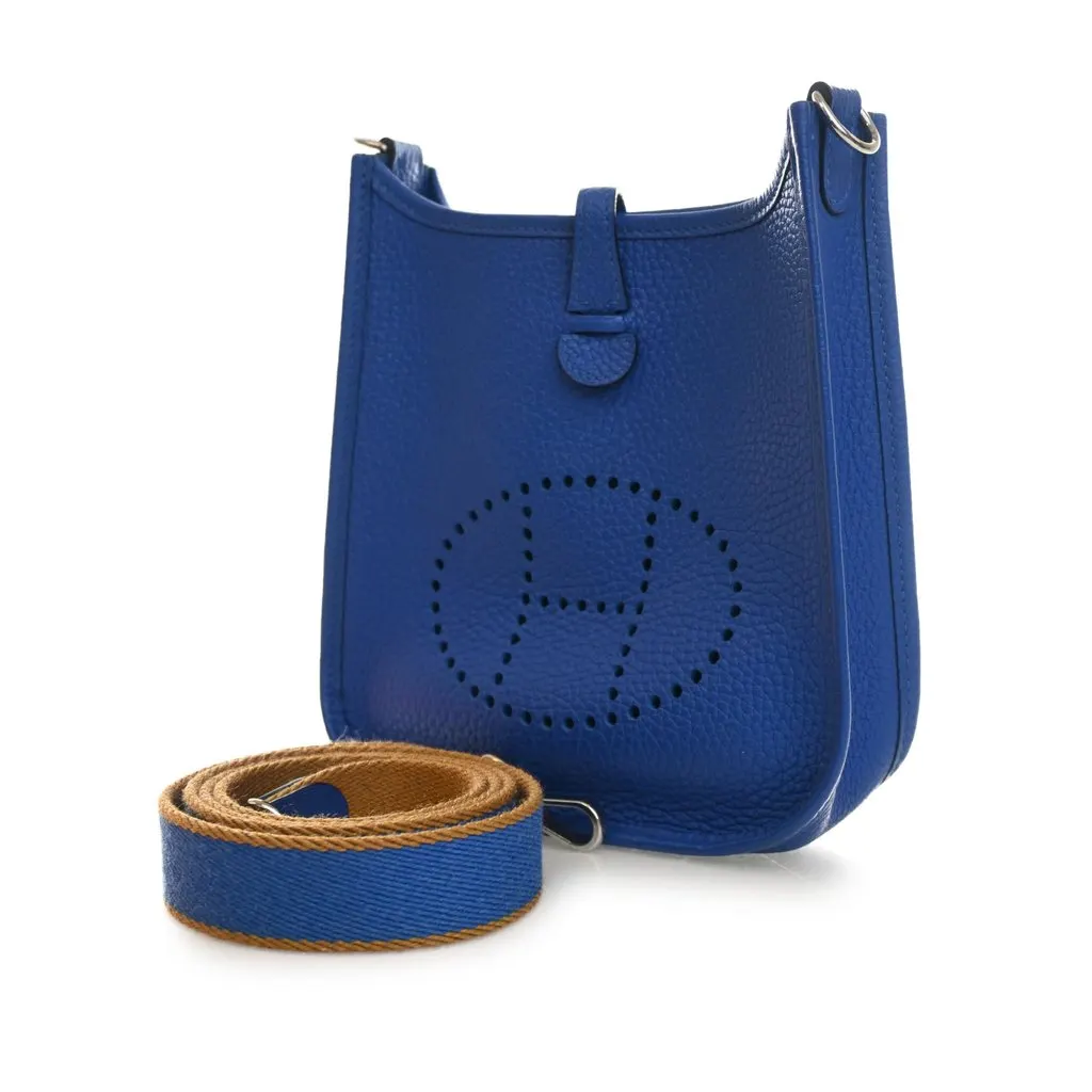 Hermès Clemence Evelyne I TPM 16 Blue Leather Very good - Back View