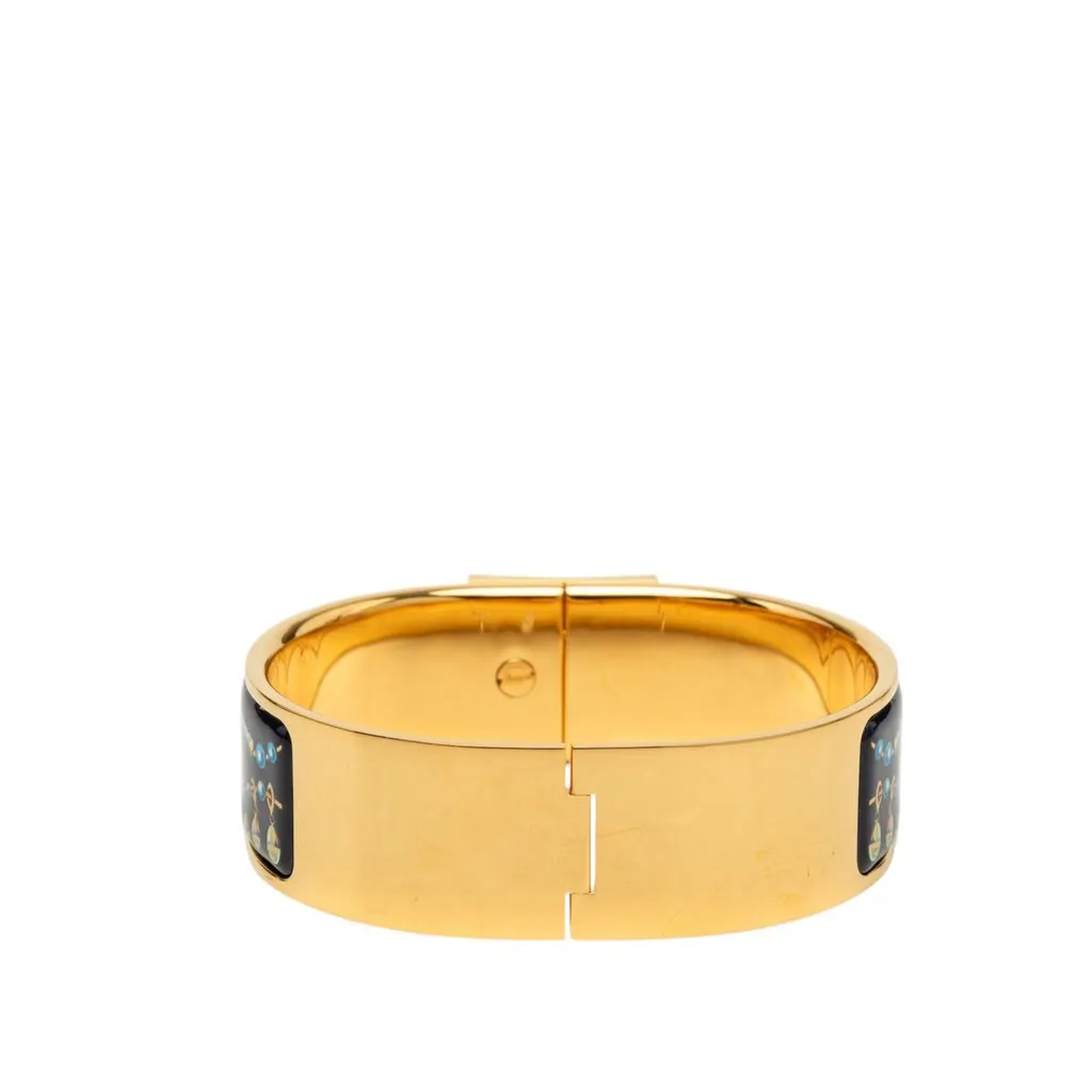 Hermès Wide Printed Enamel Loquet Bracelet PM Black Very good - Inside View