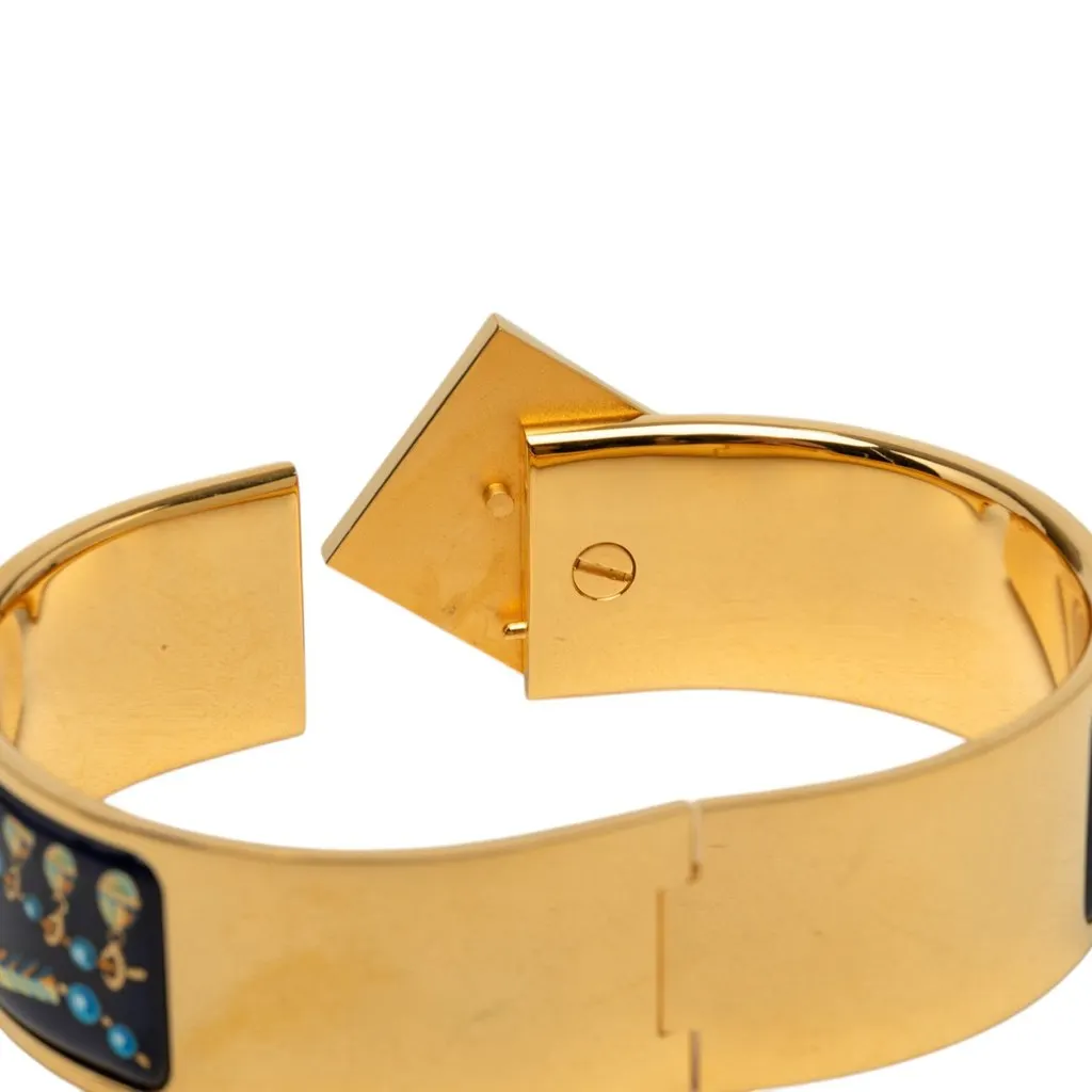 Hermès Wide Printed Enamel Loquet Bracelet PM Black Very good - Box View