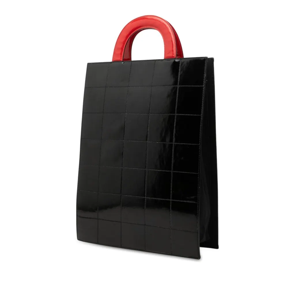 Chanel Choco Bar Patent Coco Mademoiselle Vertical Tote Red Leather Very good - Back View