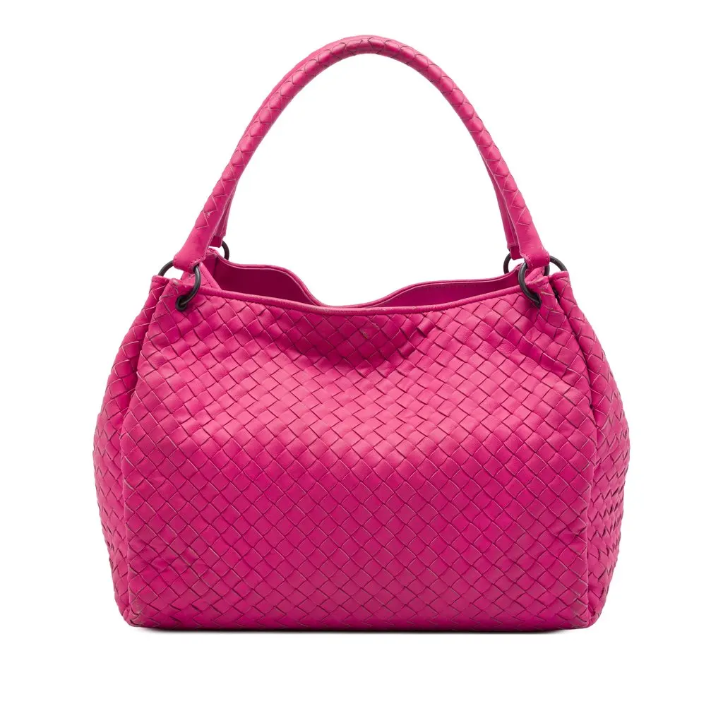 Bottega Veneta Nappa Intrecciato Parachute Tote Pink Leather Very good - Front View