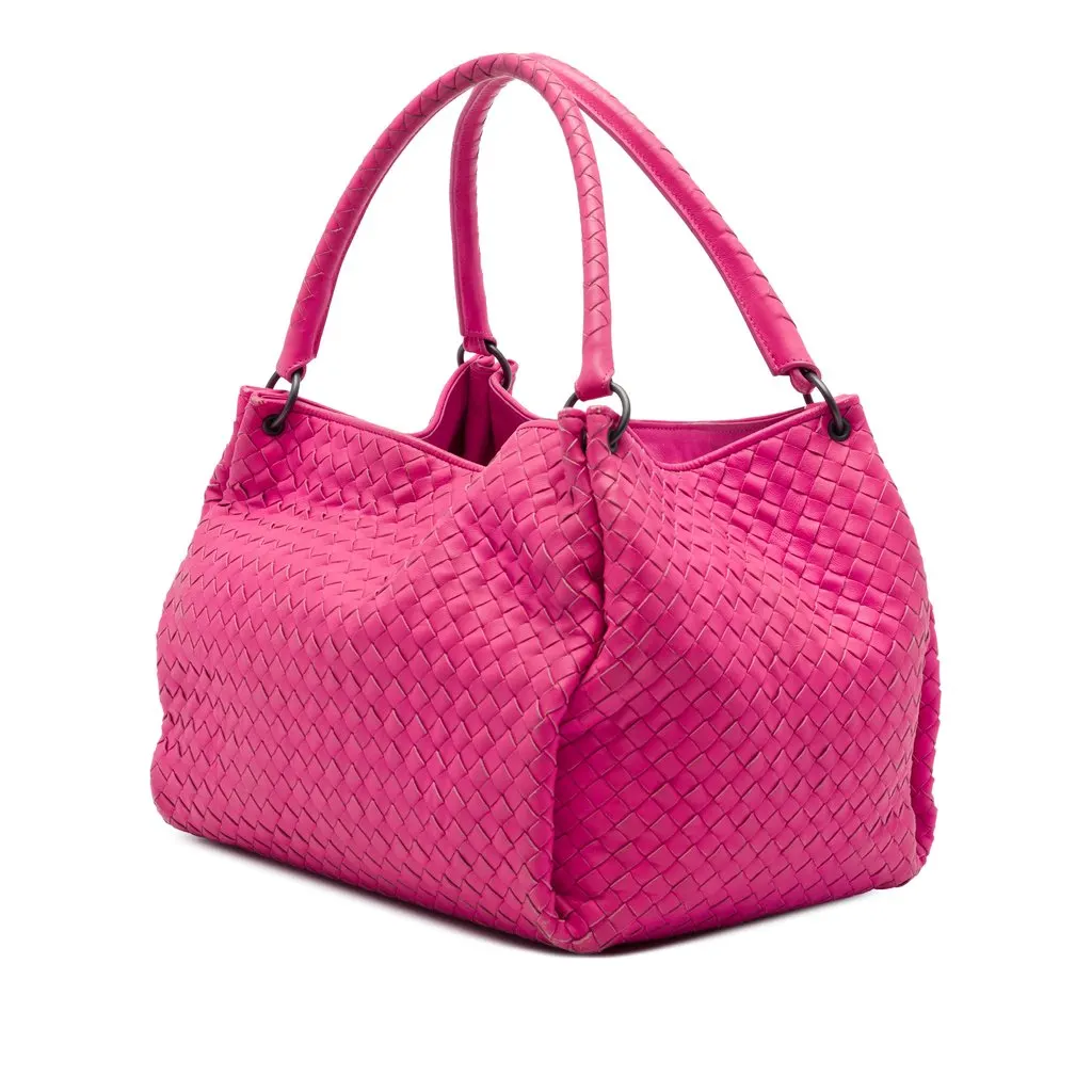 Bottega Veneta Nappa Intrecciato Parachute Tote Pink Leather Very good - Back View