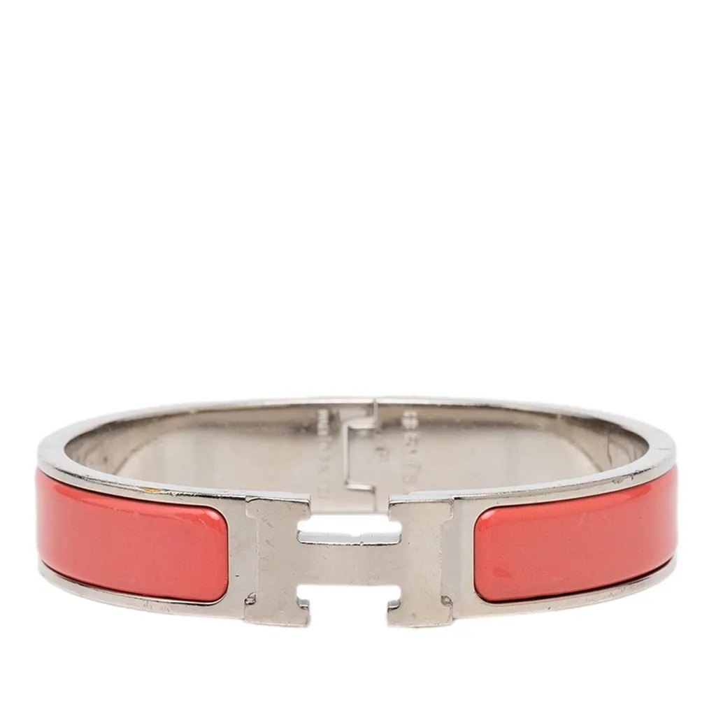 Hermès Narrow Enamel Clic H Bracelet PM Red Very good - Front View