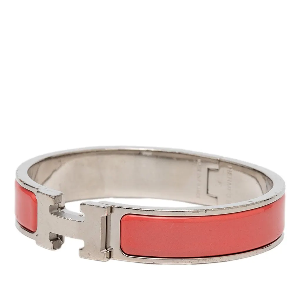 Hermès Narrow Enamel Clic H Bracelet PM Red Very good - Back View