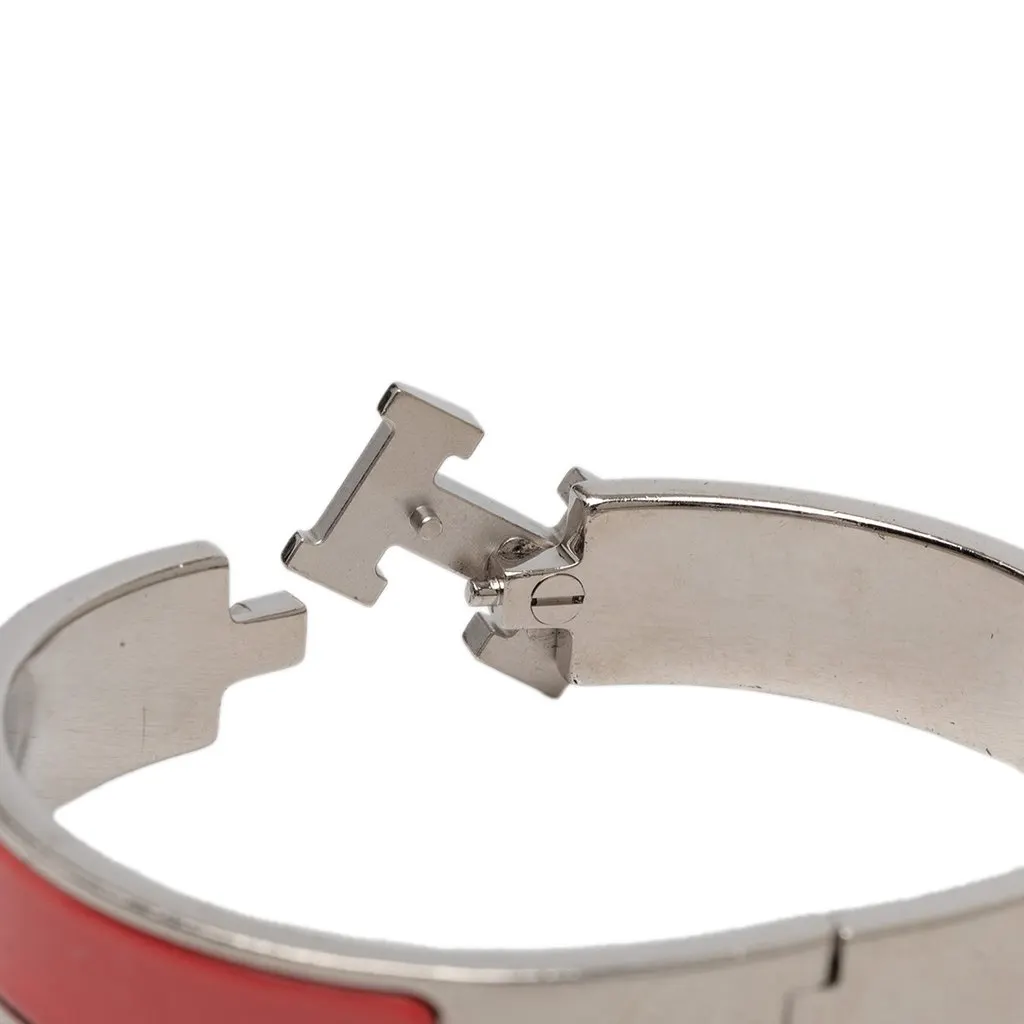 Hermès Narrow Enamel Clic H Bracelet PM Red Very good - Model View